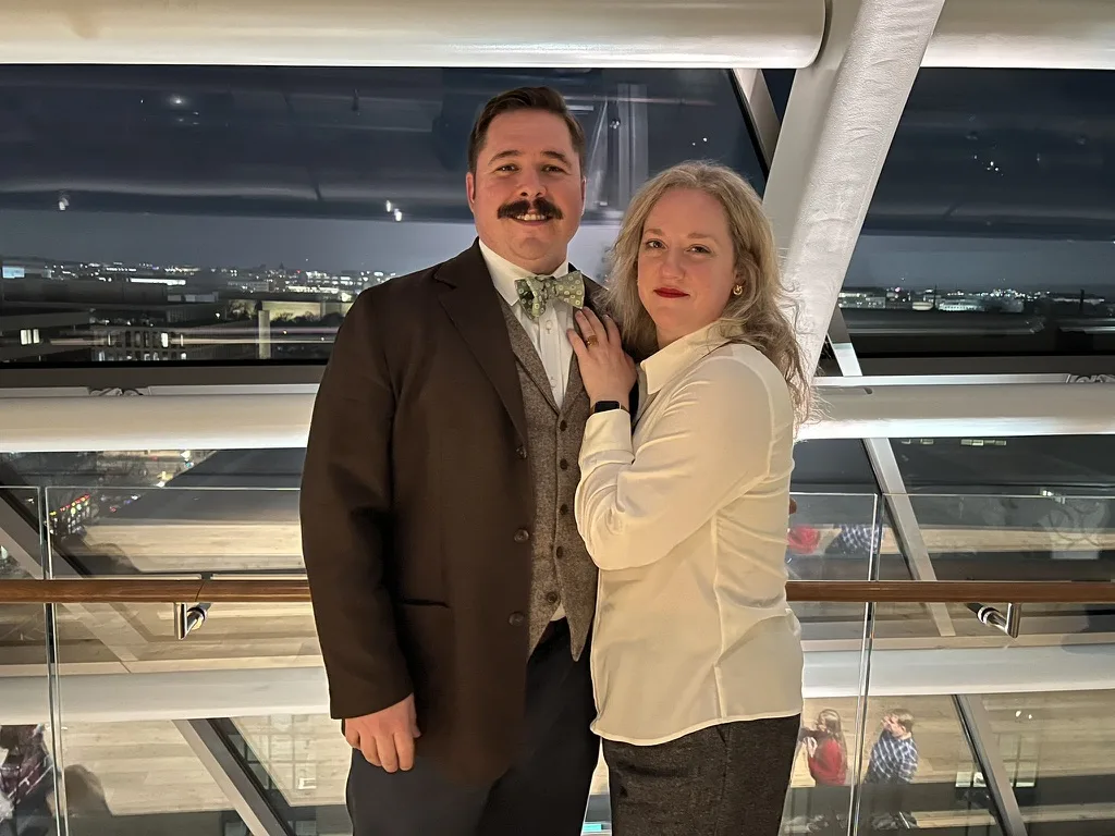 Hal and Emmy Jones dressed up for an evening out